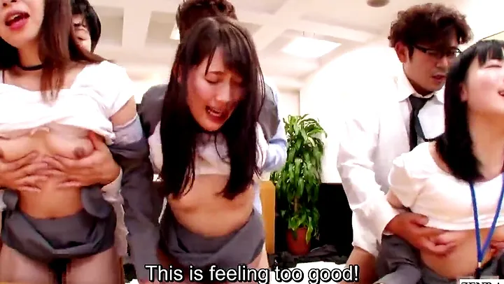 JAV huge group sex office party in HD with Subtitles