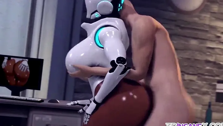 Big ass 3D ebony robot riding huge dick