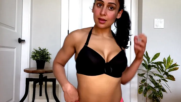 Watch this hairy Indian goddess trying on panties & getting a wild ass tease